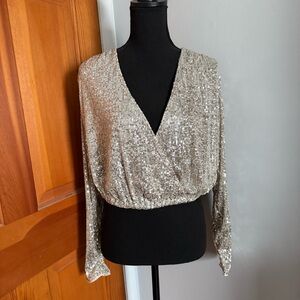 H&M Sequin Wrap Top
